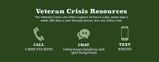 veteran crisis resources the veterans crisis line offers support 24 hours a day seven days a week, 365 days a year through the phone, text, and online chat. call 1-800-273-8255 chat veteranscrisisline.net/get-help/chat text 838255